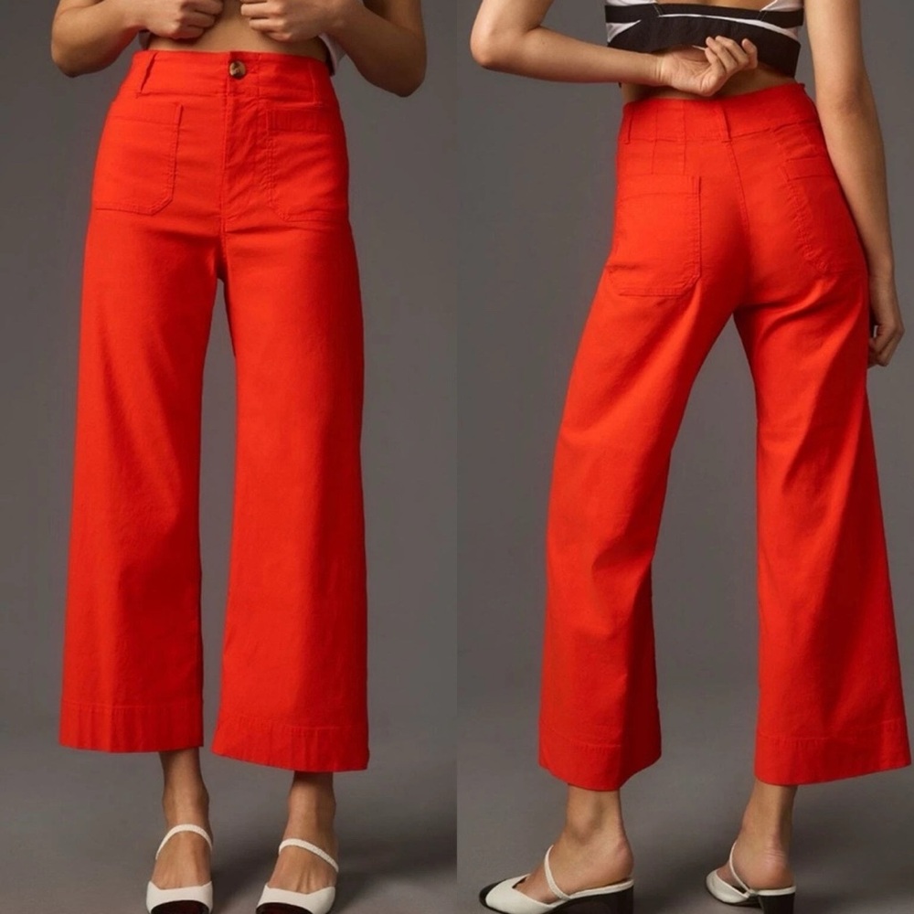 Anthropology Colette Red Wide-Leg Pants